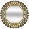 Miroir Métallique En Forme De Fleur Dorée