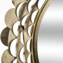 Miroir Métallique En Forme De Fleur Dorée