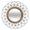 Miroir Métallique et Bois en Forme de fleur