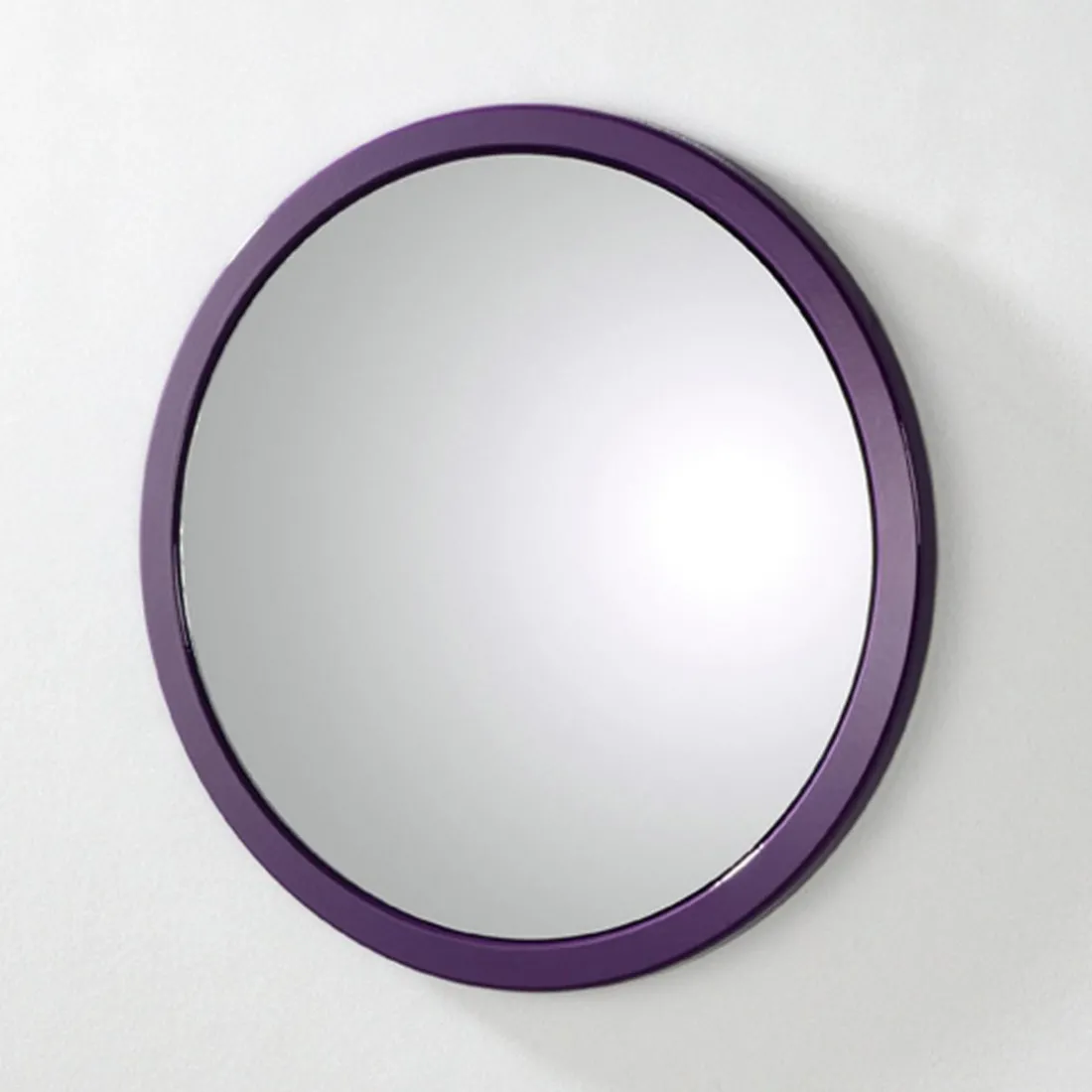Miroir mural rond violet en métal