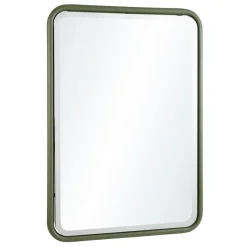Miroir rectangulaire angles arrondis en métal vert HELENA