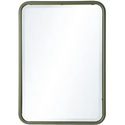 Miroir rectangulaire angles arrondis en métal vert HELENA