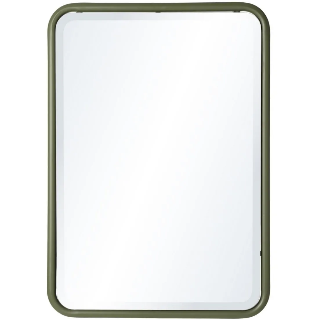 Miroir rectangulaire angles arrondis en métal vert HELENA