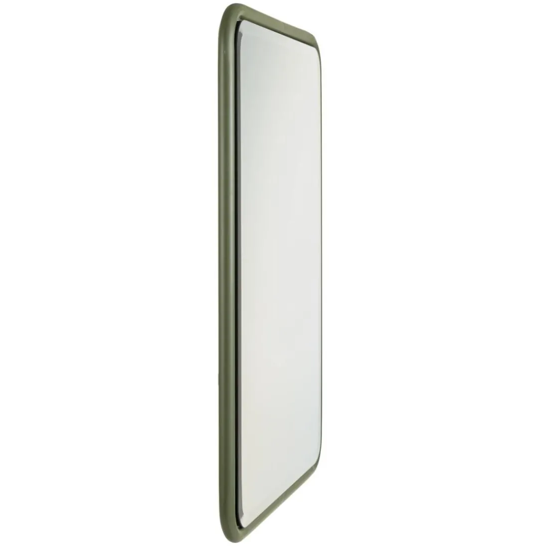 Miroir rectangulaire angles arrondis en métal vert HELENA