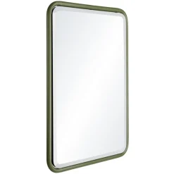 Miroir rectangulaire angles arrondis en métal vert HELENA
