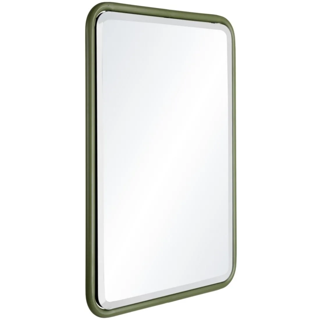 Miroir rectangulaire angles arrondis en métal vert HELENA