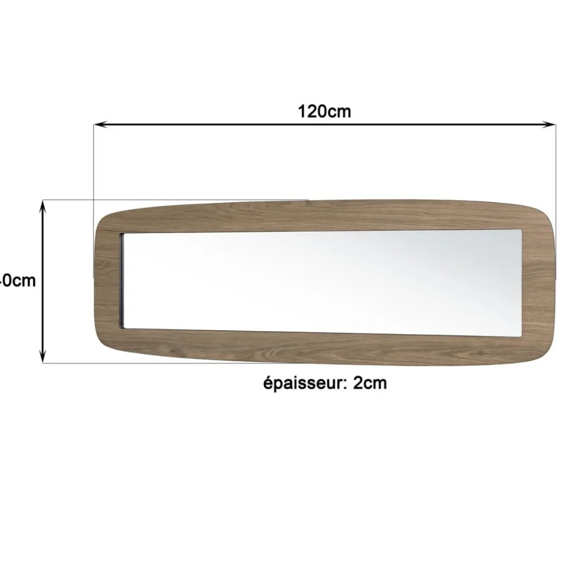 Miroir rectangulaire angles arrondis couleur mocha JULIA