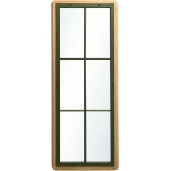 Miroir rectangulaire esprit verrière pin et métal vert HELENA
