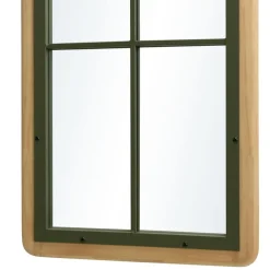 Miroir rectangulaire esprit verrière pin et métal vert HELENA