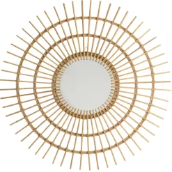 Miroir rond modèle soleil en rotin couleur brun miel KALLY