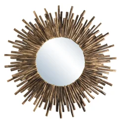 Miroir rond soleil bois nature branches - KLEO