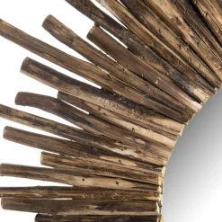 Miroir rond soleil bois nature branches - KLEO