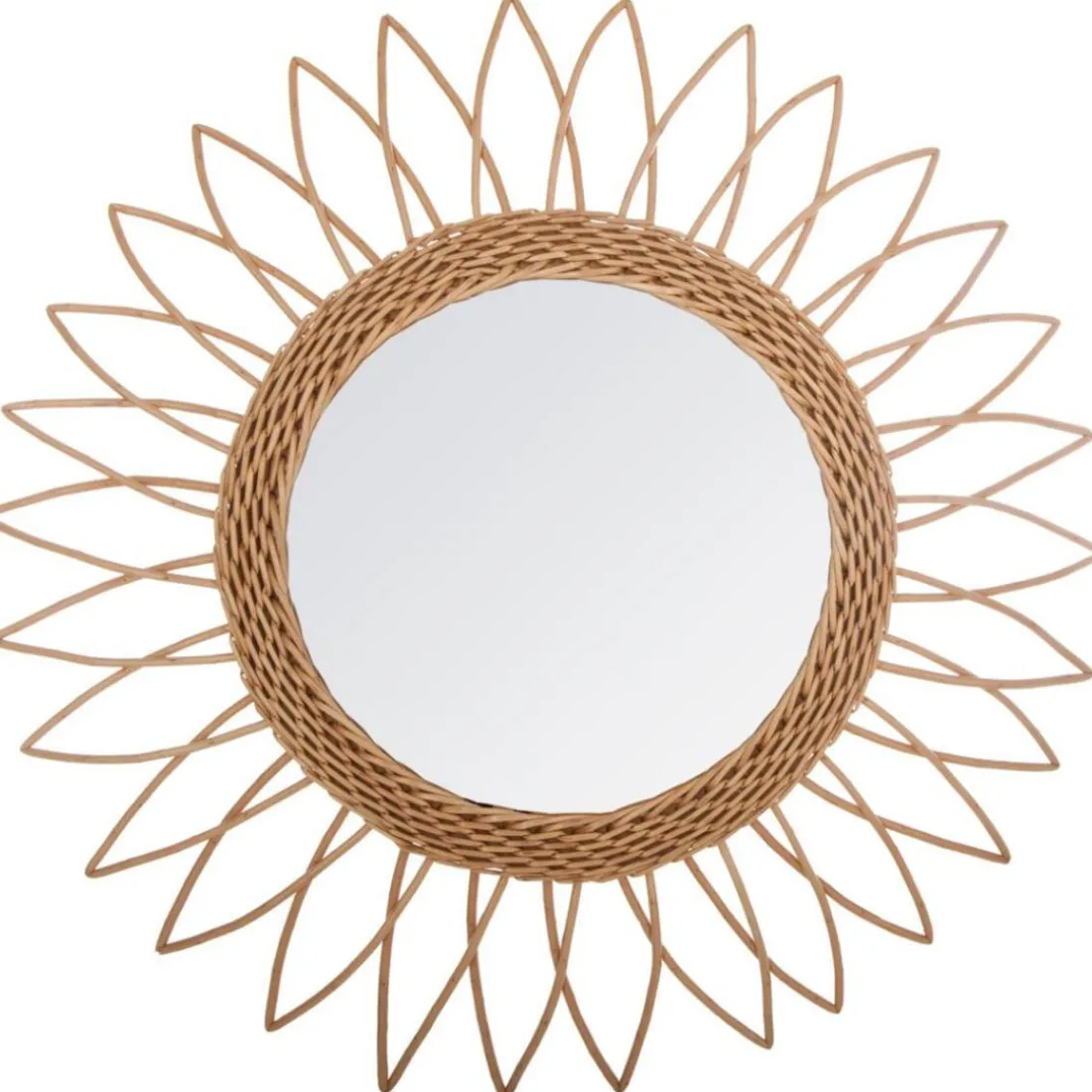 Miroir rotin soleil pointu D50 cm