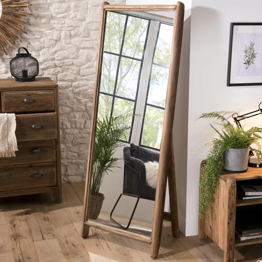 Miroir Sur Pieds / Psyche ANDRIAN Bois Pin Recyclé