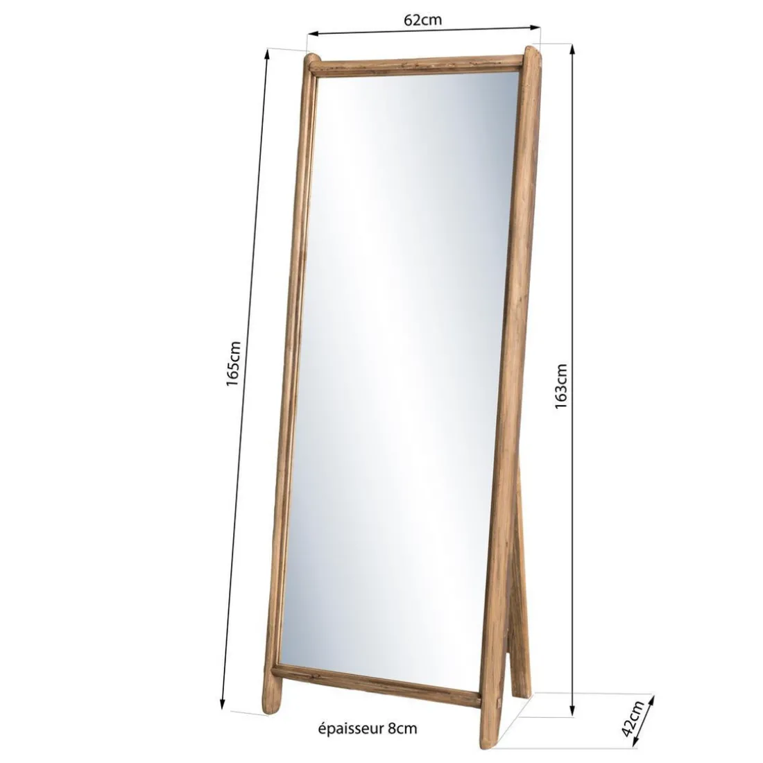 Miroir Sur Pieds / Psyche ANDRIAN Bois Pin Recyclé