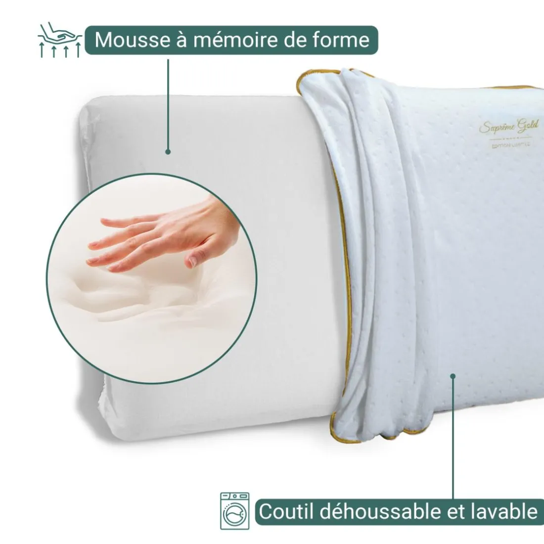 Oreiller gold collection en mousse