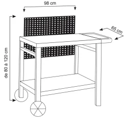 Pack Desserte de jardin REVA PREMIUM avec Housse Barbecue et Plancha Rectangulaire