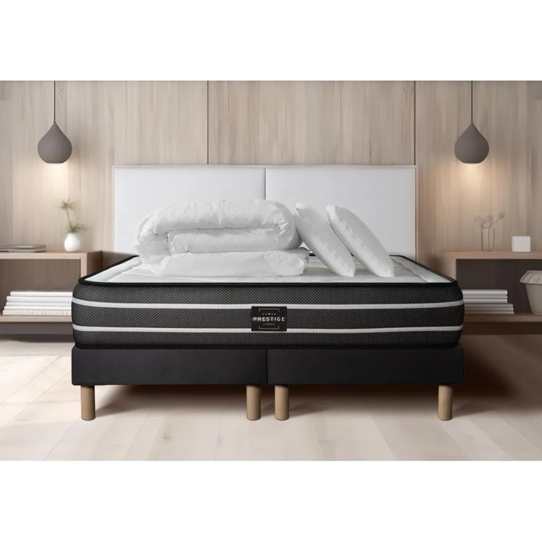 Pack Exclusive double sommier noir
