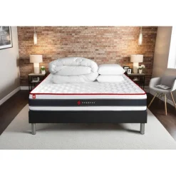 Pack matelas ENERGY sommier noir Couette 2 oreillers