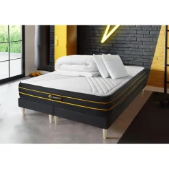Pack matelas ULTRA double sommiers noir Couette et 2 oreillers