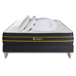 Pack matelas ULTRA sommier noir Couette 2 oreillers