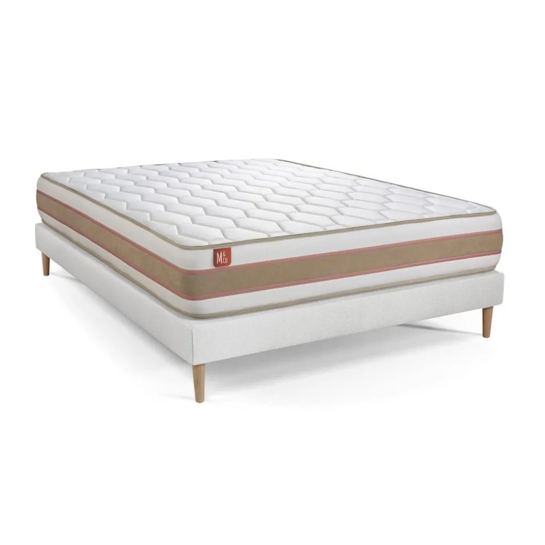 Pack prêt a dormir matelas LE DÉLICAT Ressorts ensaches Memoire de forme et sommier kit Blanc