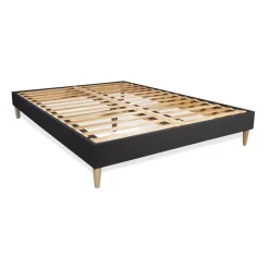 Pack prêt a dormir matelas SOFT sommier kit noir 2 oreillers memoire de forme Couette Percale