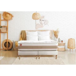 Pack prêt a dormir matelas LE DÉLICAT Ressorts ensaches et Memoire de forme double sommiers Blanc