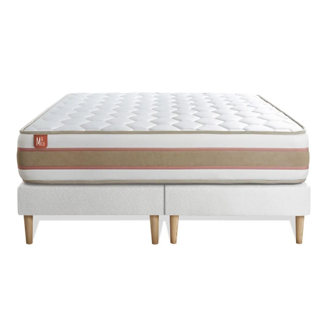 Pack prêt a dormir matelas LE DÉLICAT Ressorts ensaches et Memoire de forme double sommiers Blanc