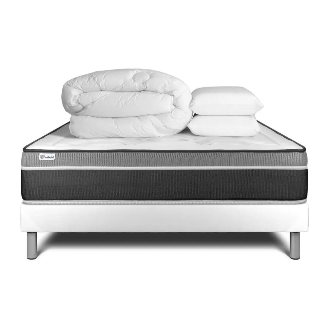Pack prêt a dormir VITAL CARE sommier Kit blanc
