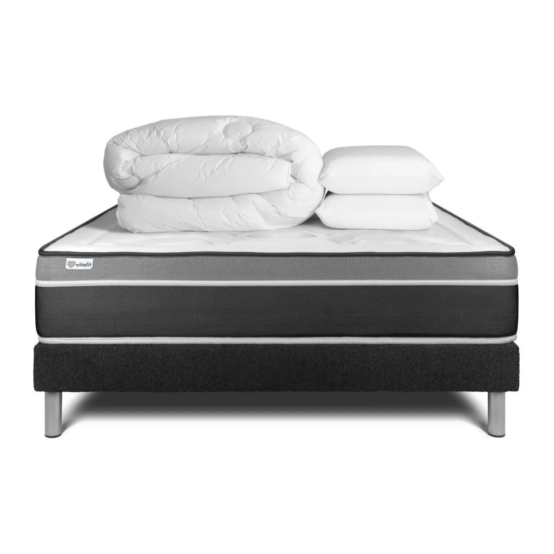 Pack prêt a dormir VITAL CARE sommier Kit noir