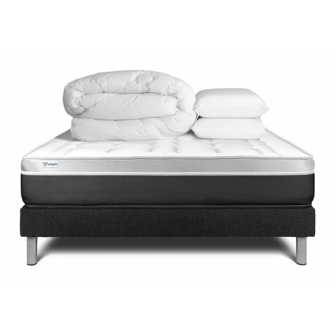 Pack prêt a dormir VITAL SOFT sommier Kit noir