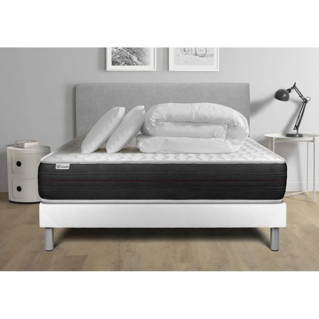 Pack prêt a dormir VITALSPRING sommier Kit blanc
