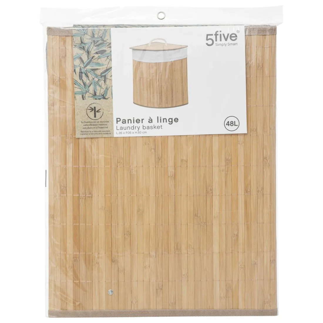 Panier à linge angle 48l en bambou