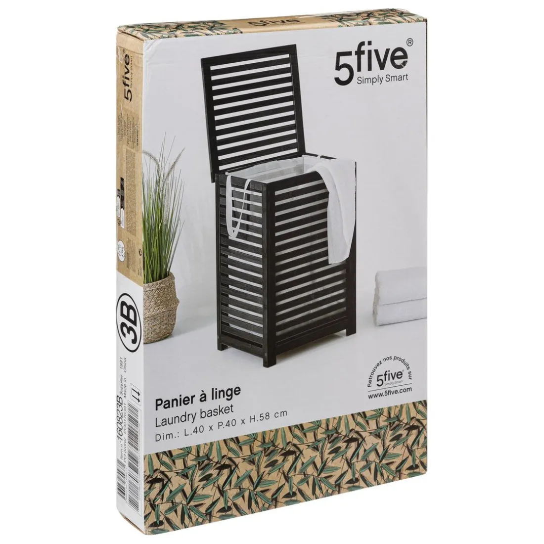 PANIER LINGE 65L BOIS NOIR