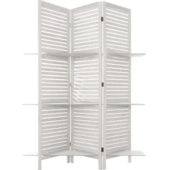 Paravent 3 Étagères Blanc