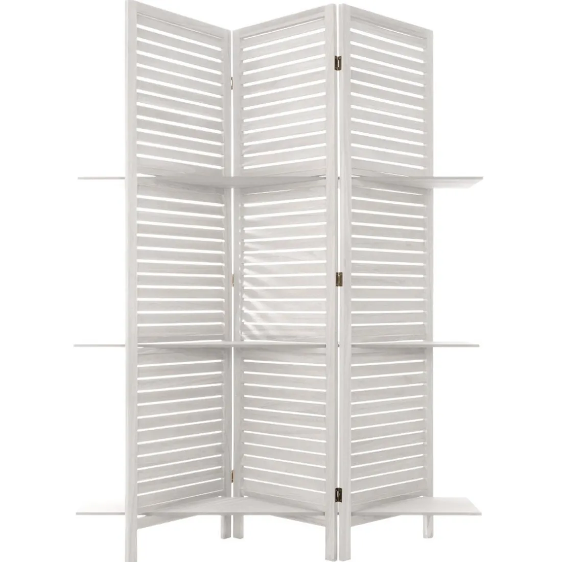 Paravent 3 Étagères Blanc