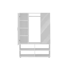 Penderie 1 porte 1 miroir 4 cases AUMA 1 blanc