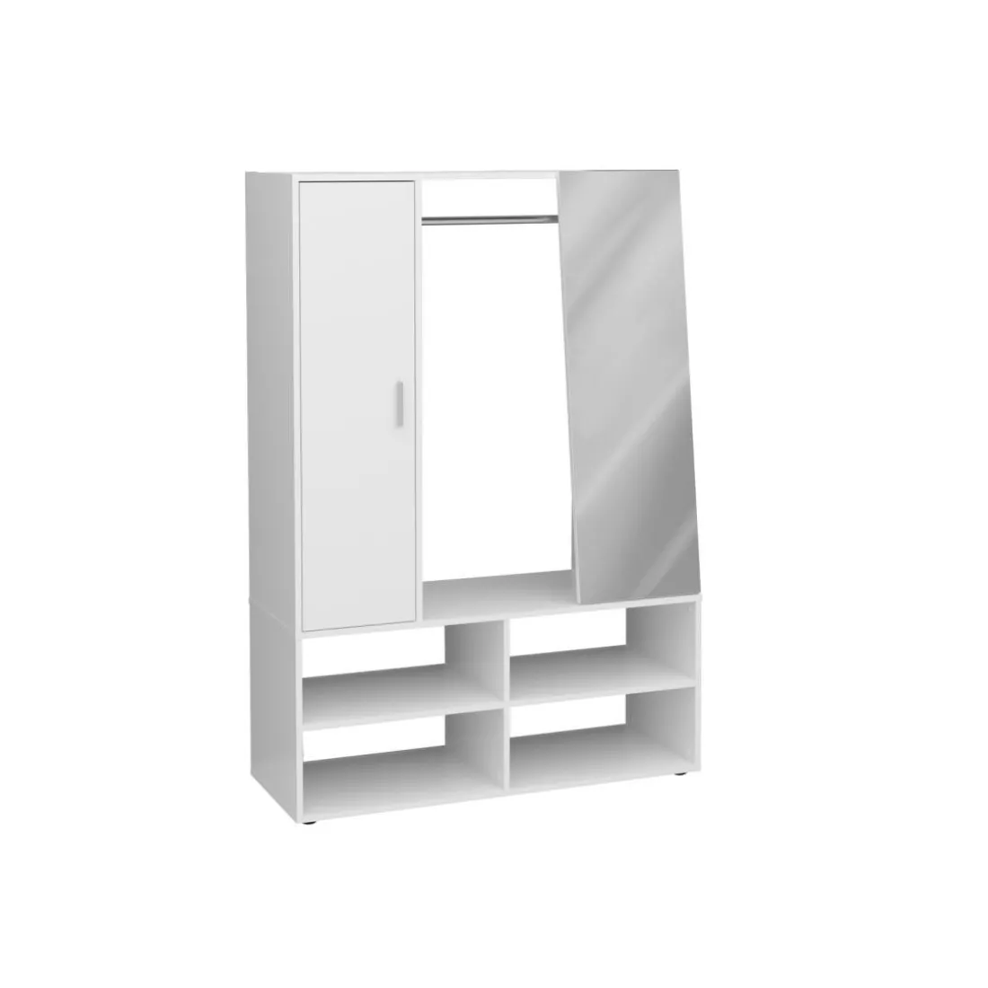 Penderie 1 porte 1 miroir 4 cases AUMA 1 blanc