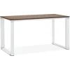 Petit bureau droit design 'XLINE' en bois finition Noyer et métal blanc