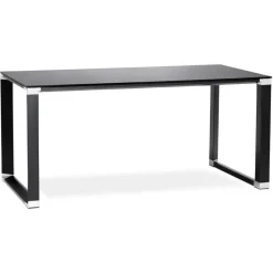 Petit bureau droit design 'XLINE' en verre noir