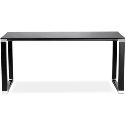 Petit bureau droit design 'XLINE' en verre noir