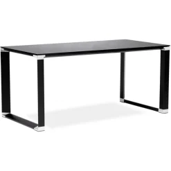Petit bureau droit design 'XLINE' en verre noir
