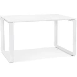 Petit bureau droit design 'BAKUS' en bois et métal blanc