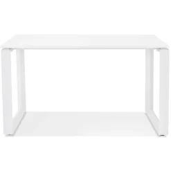 Petit bureau droit design 'BAKUS' en bois et métal blanc