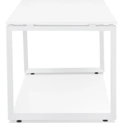 Petit bureau droit design 'BAKUS' en bois et métal blanc