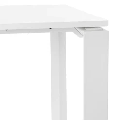 Petit bureau droit design 'BAKUS' en bois et métal blanc