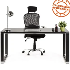 Petit bureau droit design 'XLINE' en bois noir