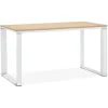 Petit bureau droit design 'XLINE' en bois finition naturelle et métal blanc