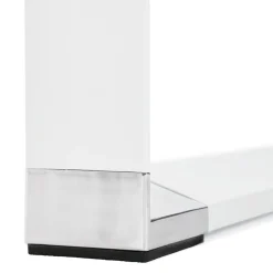 Petit bureau droit design 'XLINE' en bois finition naturelle et métal blanc